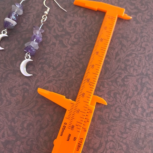 handmade amethyst moon earrings - Picture 2 of 2